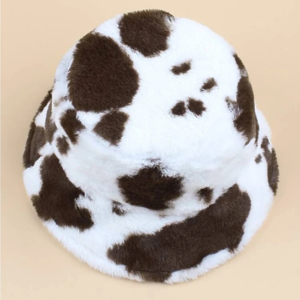 Dark Brown Cow Print Bucket Hat (adjustable)